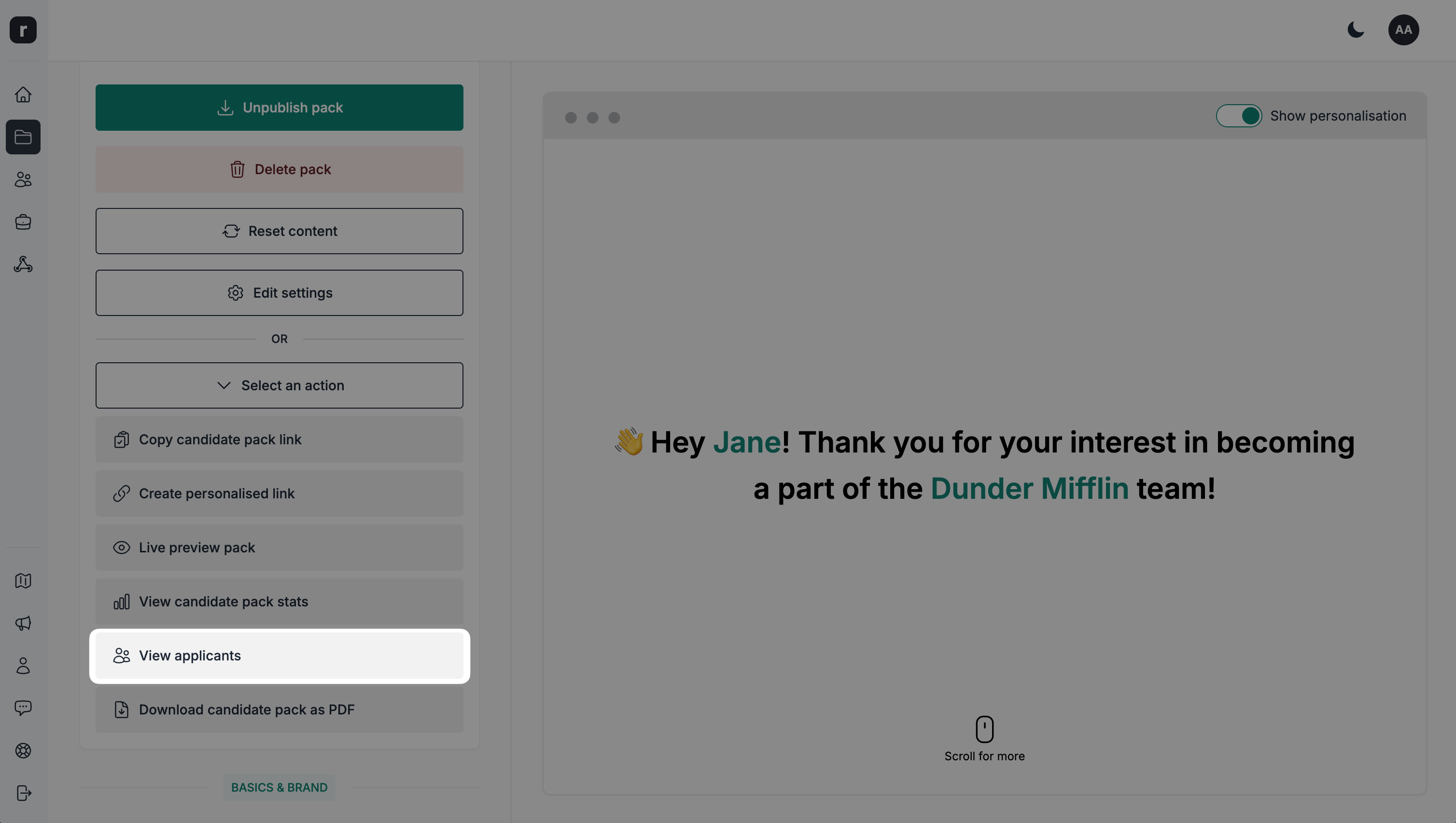 View applicants